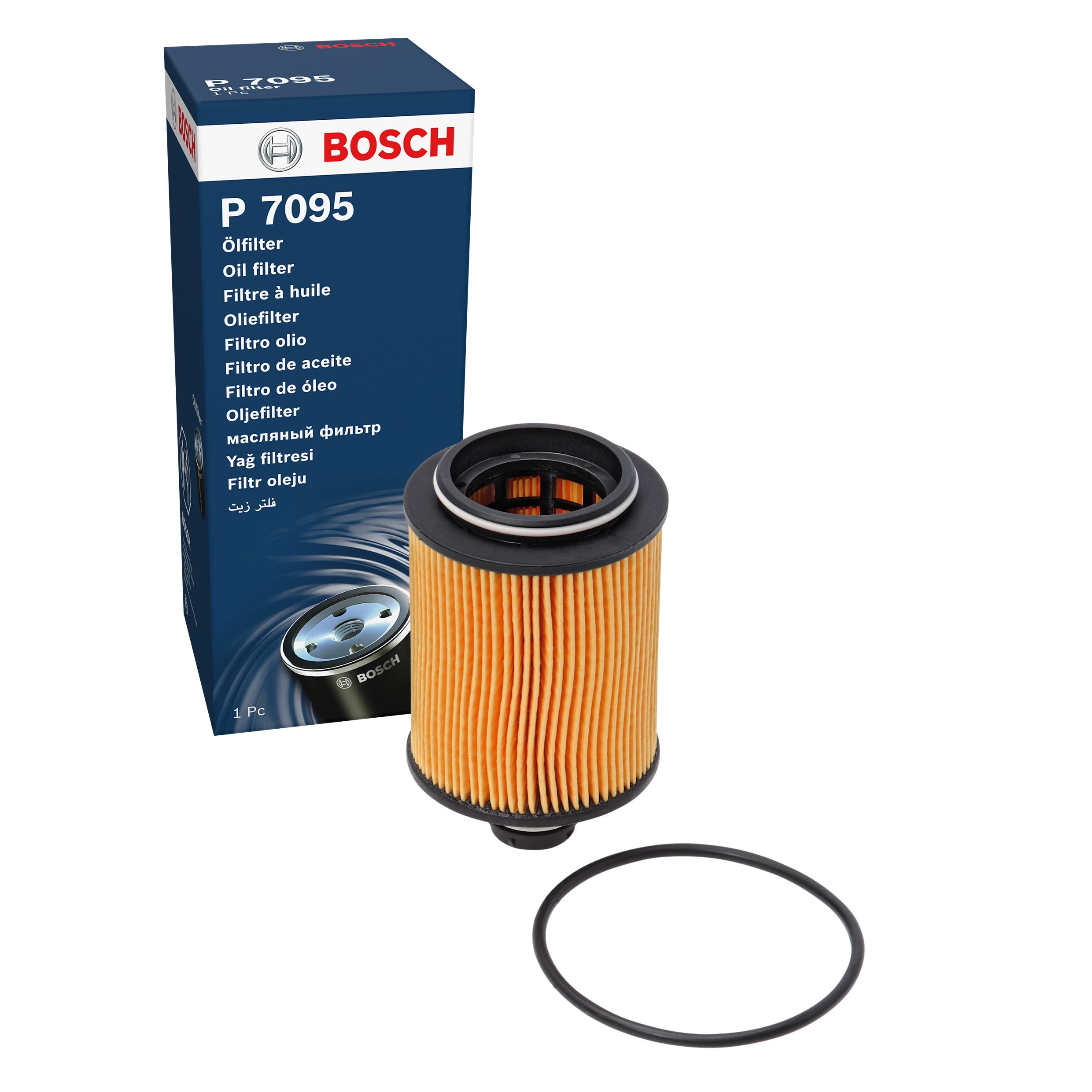 Bosch P7095 Car Oil Filter - Separates Soot and Metal Particles from Engine Oil - Provides Reliable Engine Lubrication