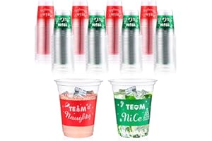 Rtteri 100 Pcs 12 oz Christmas Team Naughty or Nice Christmas Plastic Cups Christmas Party Cups Disposable Christmas Cups for Xmas Party Decorations Supplies Beer, Drinks, Snacks