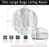 Famibay Round Rug 150cm Grey Abstract Thin 5mm Non Slip Washable view 7