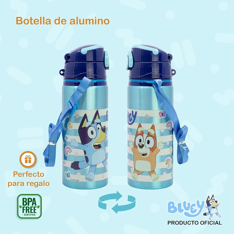 FRASCO DE ALUMÍNIO POP-UP COM TIRA 730 ML BLUEY