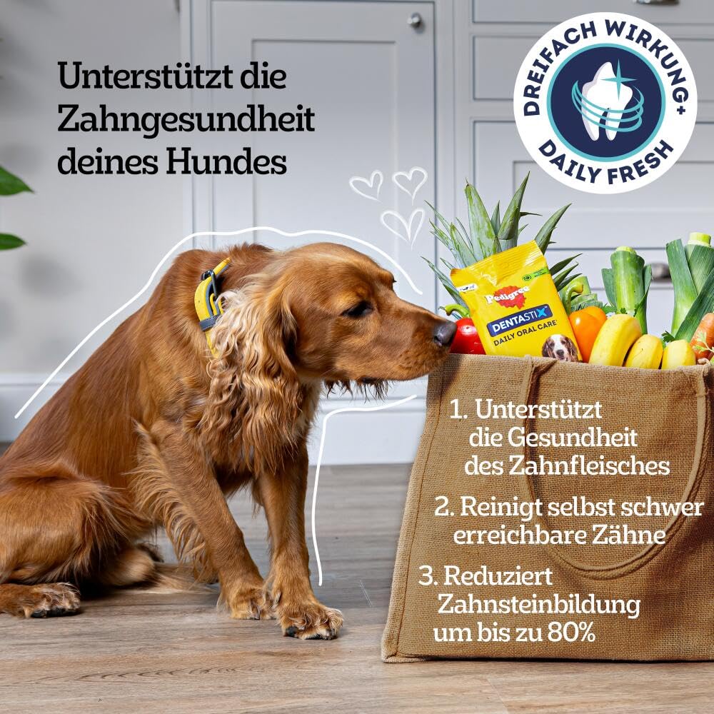 Pedigree DentaStix Fresh Hundeleckerli für große Hunde, Kausnack gegen Zahnsteinbildung, Für gesunde Zähne und einen frischen Atem, 4 er Pack, 4 x 28 Stück 3