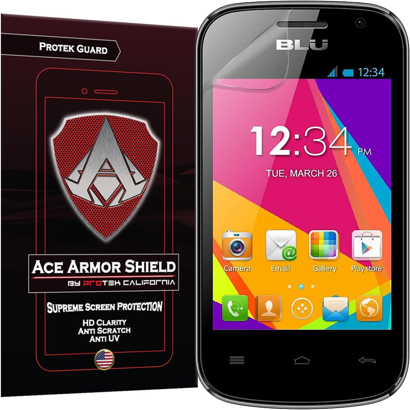 Ace Armor Shield Protek Guard (2 Pack) Screen Protector for The Blu Dash JR D141W with Free Lifetime Replacement Warranty