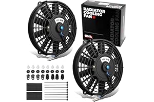 DNA MOTORING 7 Inch High Performace Electric Cooling Slim Radiator Fan with Mount Kit, Black, 2PCS, RAF-7+FMK-X2