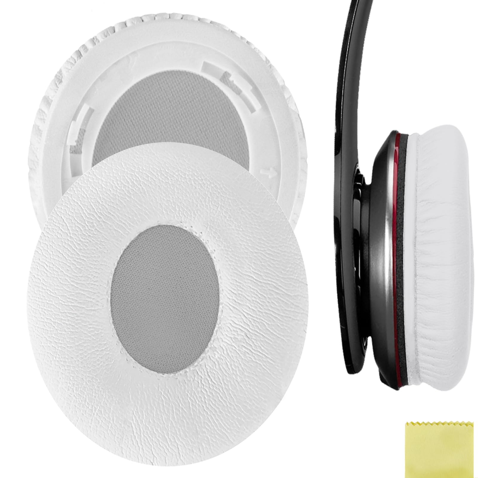 Geekria Replacement Ear Pads for Beats Solo HD On-Ear Headphones Ear Cushions, Repair Parts (White)