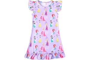 ZoiKom Toddler Kids Girls Princess Night Dress Cartoon Pink Flutter Sleeve Dresses 2-8Y