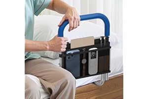 Loyoda Bed Rails for Elderly Adults Safety, Height Adjustable Bed Assist Rail for Seniors with Storage Organizer and Non-Slip Handle, Bedside Fall Prevent Grab Bar
