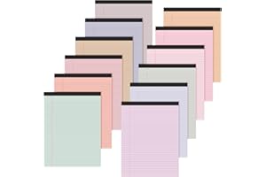 Fuutreo 12 Pcs 8.5'' x 11'' Colored Legal Pad Writing Pads Narrow Ruled 50 Sheets Per Notepad Micro Perforated Writing Pad Note Pads Office Supplies for School College Office Business (Pastel Colors)