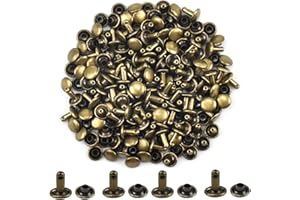 Nivofu 100 Sets 6x6mm Leather Rivets,Double Cap Rivet Tubular,Metal Round Button Studs,Flat Head Rivets Kit,for Leather DIY C