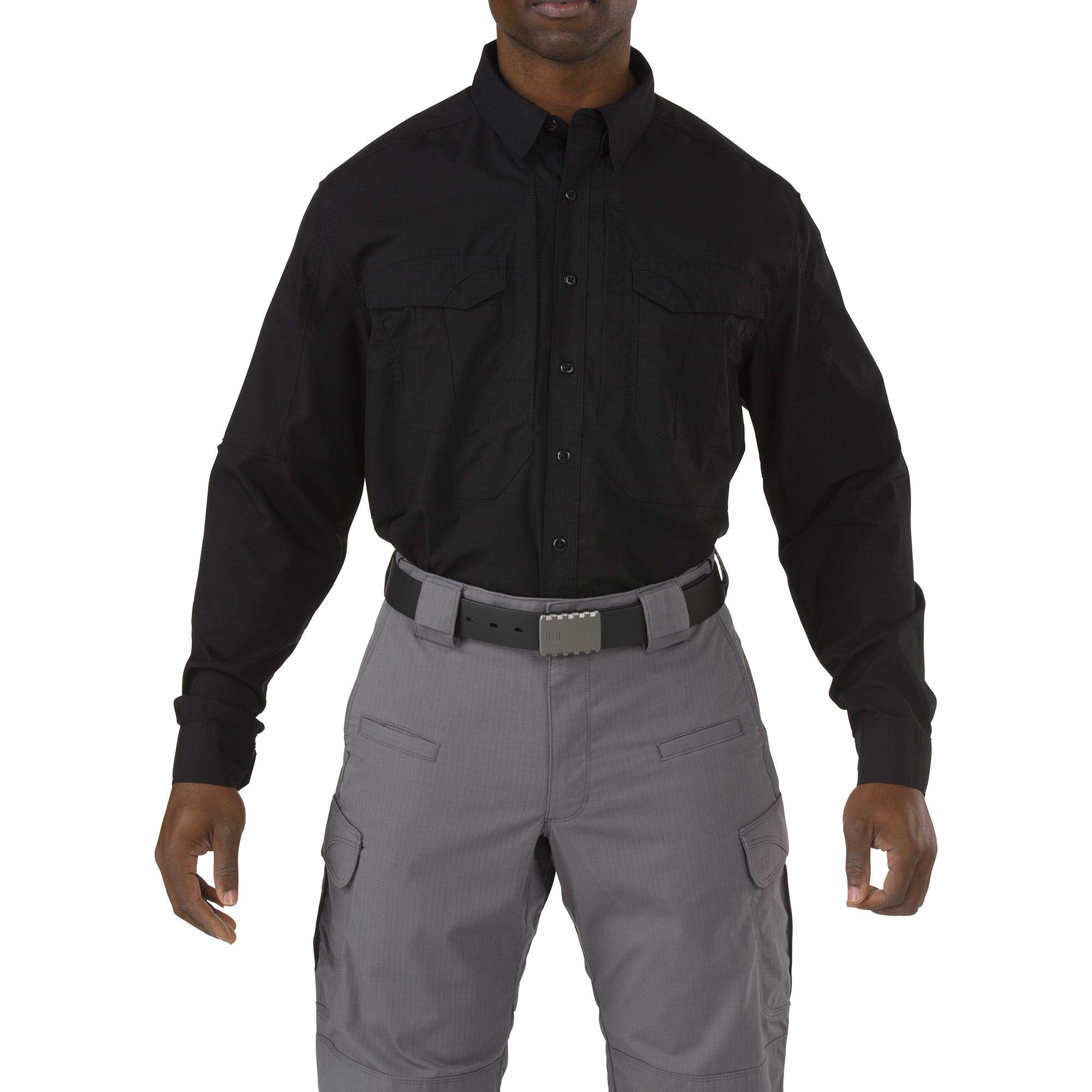5.11 Camisa de trabajo táctica Stryke de manga larga para hombre, tratada con teflón, tela Flex-Tac, negro, 4XL, estilo 72399T