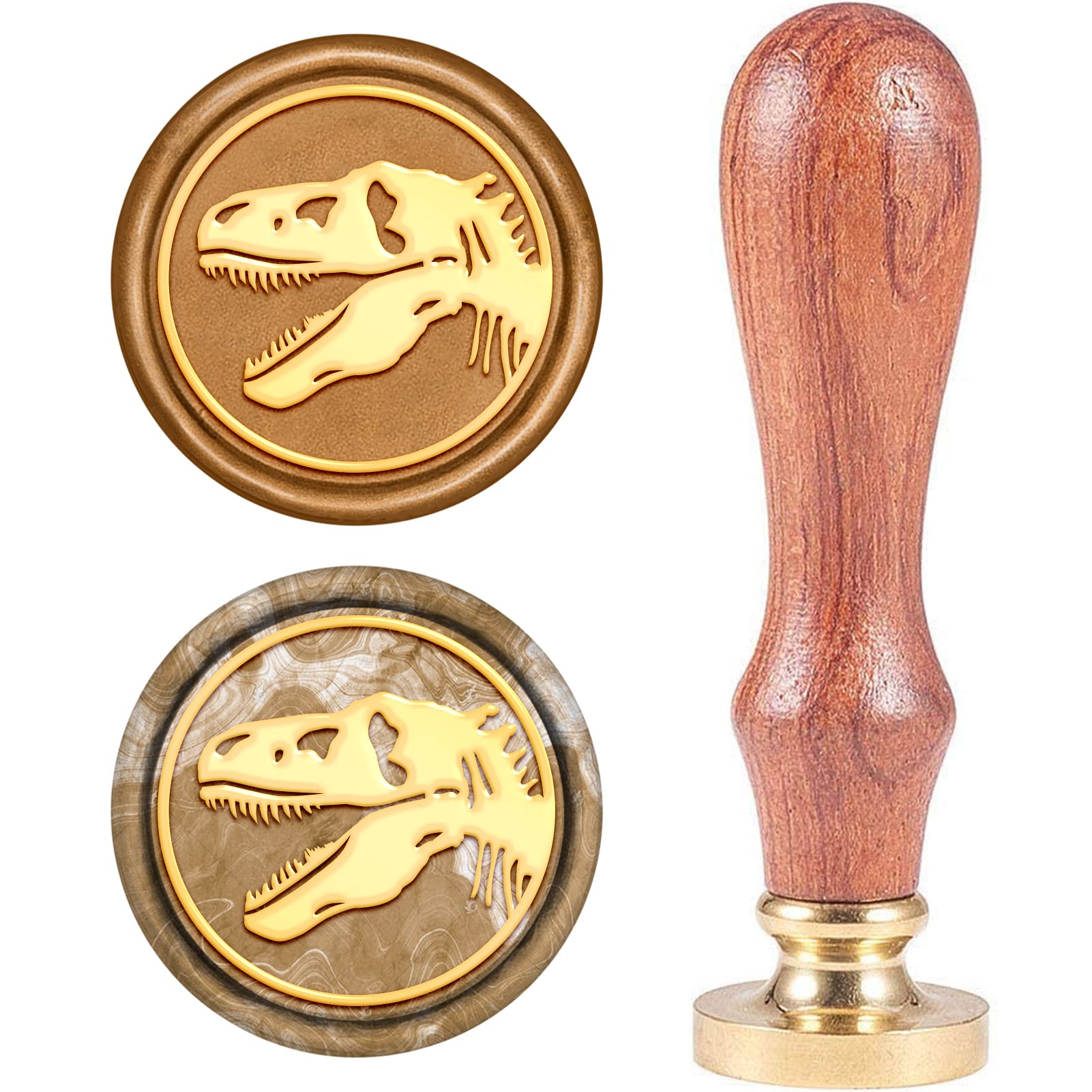 CRASPIRE Wax Seal Stamp Dinosaur Bones, Animal Sealing Wax Stamp Retro Wood Handle 25mm Removable Brass Head for Envelope Invitation Wedding Embellishment Bottle Decoration Gift