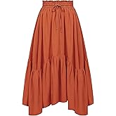 PARTTELY Women Renaissance Flowy Skirt - High Waist Renaissance Pirate Costume Women with Belt & Pockets