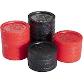 Cannon Sports Checkers Replacement Pieces, 24 Stackable Plastic Pieces | 12 Black &amp; 12 Red Pieces, Stackable Design, Plastic Construction, For Checkers Board Games