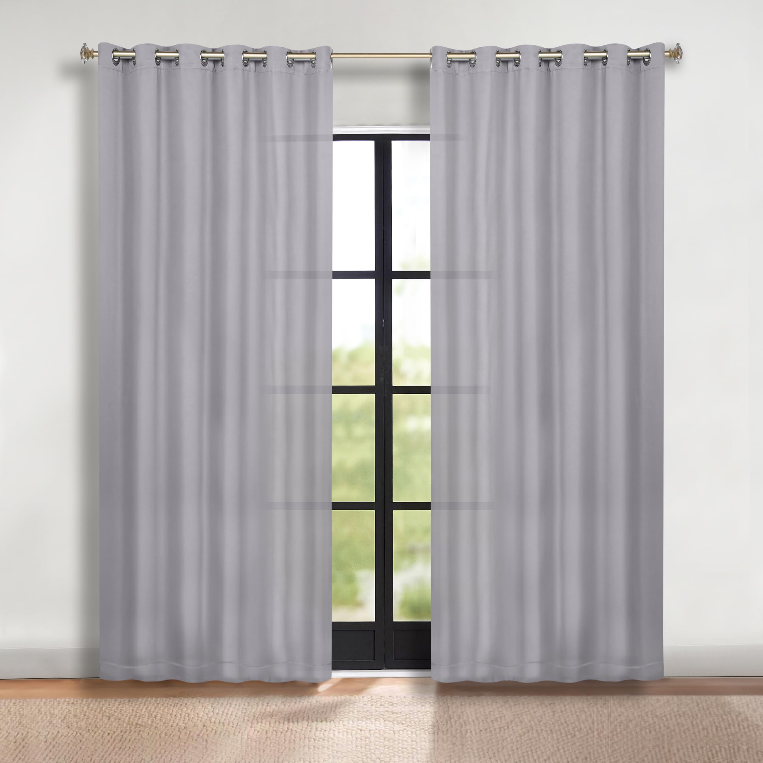 Superior Blackout Curtains, Room Darkening, Bedroom, Drapes, Kitchen, Living Room Window Accents, Sun Blocking, Thermal, 2 Pack, Solid Blackout Curtains, Set of 2, 70″ x 108″, Silver