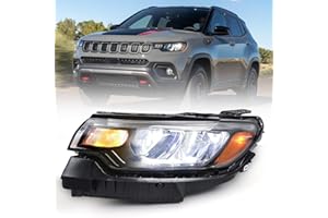 DKMGHT Left LED Headlight Assembly Fit for Jeep Compass 2022-2025 LH OE Factory Reflector Headlamp w/o LED DRL w/Bulbs Replac