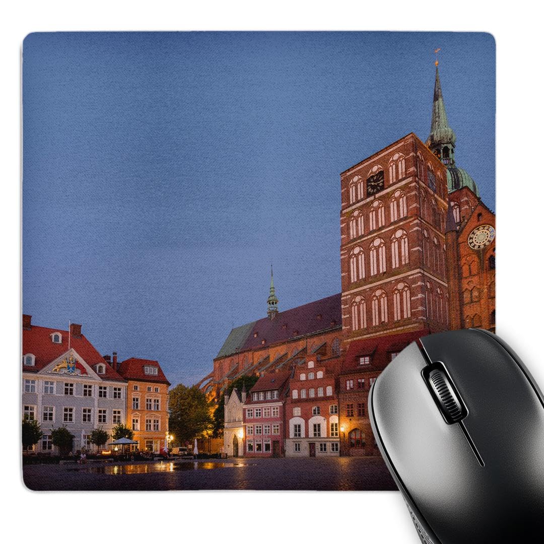 3dRose mp_277409_1 8/8-Inch "The Alte Markt/Saint Nicholas Germany" Mouse Pad - Multi-Colour