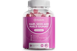 Rosabella Hair Growth Gummies for Women & Men – Vegan Hair Gummies with 5000mcg Biotin – Hair Vitamins for Strong, Healthy-Looking Hair – Gummy Biotin Supplement – 60 Count