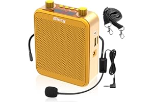 Giecy Voice Amplifier, Giecy 30W 2800mAh Rechargeable Personal Voice Amplifier with Microphone Headset, Portable Speaker for Multiple Locations Classroom, Meetings and Outdoors (G300-Yellow)