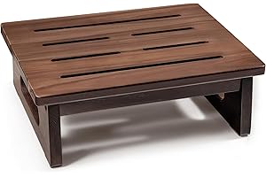 2BHOME Wooden Step Stool, 5.3" One Step Stool for Adults with Built-in Handle, Supports up to 550lbs, Durable & Non-Slip Bedside Stool for Bedroom, Kitchen, Bathroom or High Beds