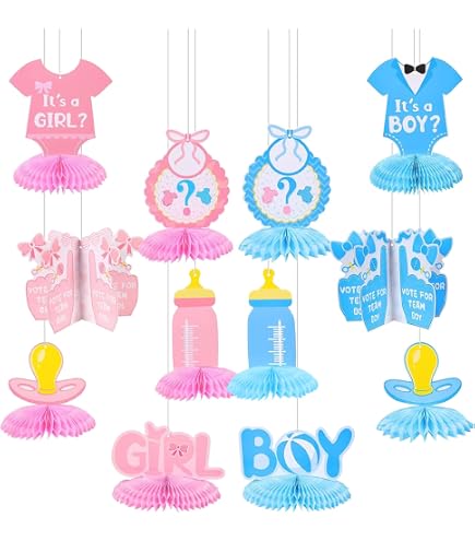 OAOSDH Kit Décoration Baby Shower - 9 Ornements Nid D'Abeille Rose + 10 Ballons