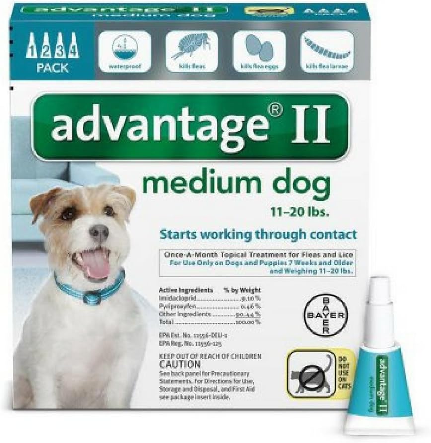 Advantage II Topical Flea Medium Dog Treatment, 4 Monthly