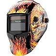 TOOLIOM Welding Helmet Auto Darkening Solar Powered with Adjustable Shade 4/9-13 for TIG MIG ARC Flaming Skull Design Welder Mask