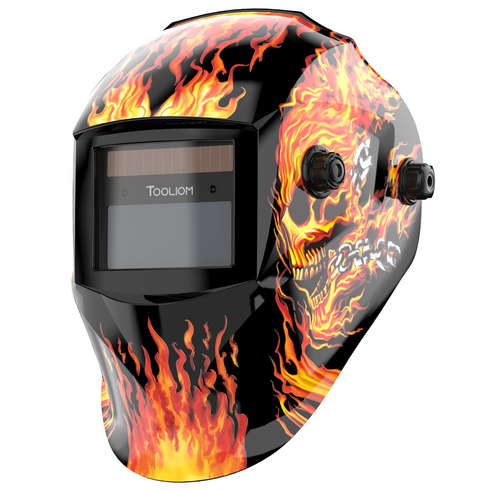 TOOLIOM Welding Helmet Auto Darkening Solar Powered with Adjustable Shade 4/9-13 for TIG MIG ARC Flaming Skull Design Welder Mask