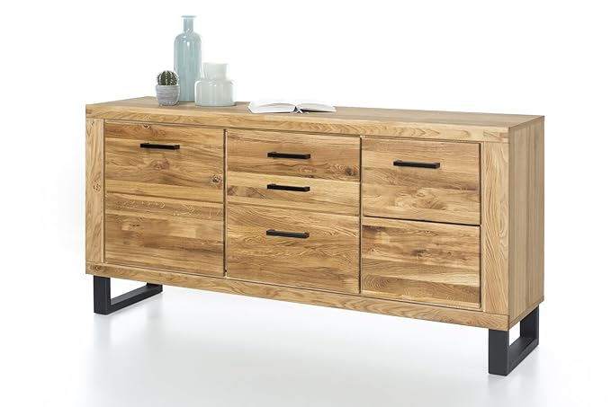 Sideboard Kommode in Wildeiche geölt Teilmassiv Breite 158cm Höhe 82cm homeforyou24