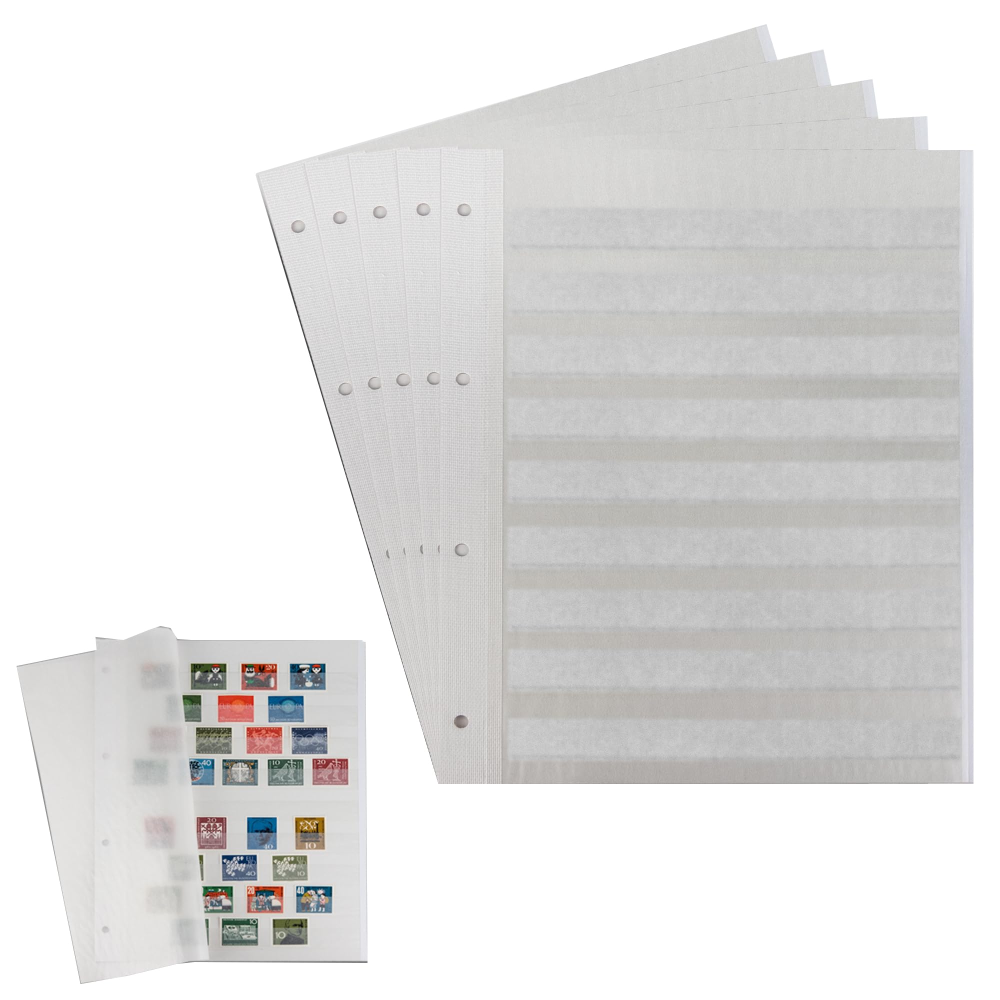 5 Prophila Double Sided Stockbook Pages 9 Strips White Cardboard