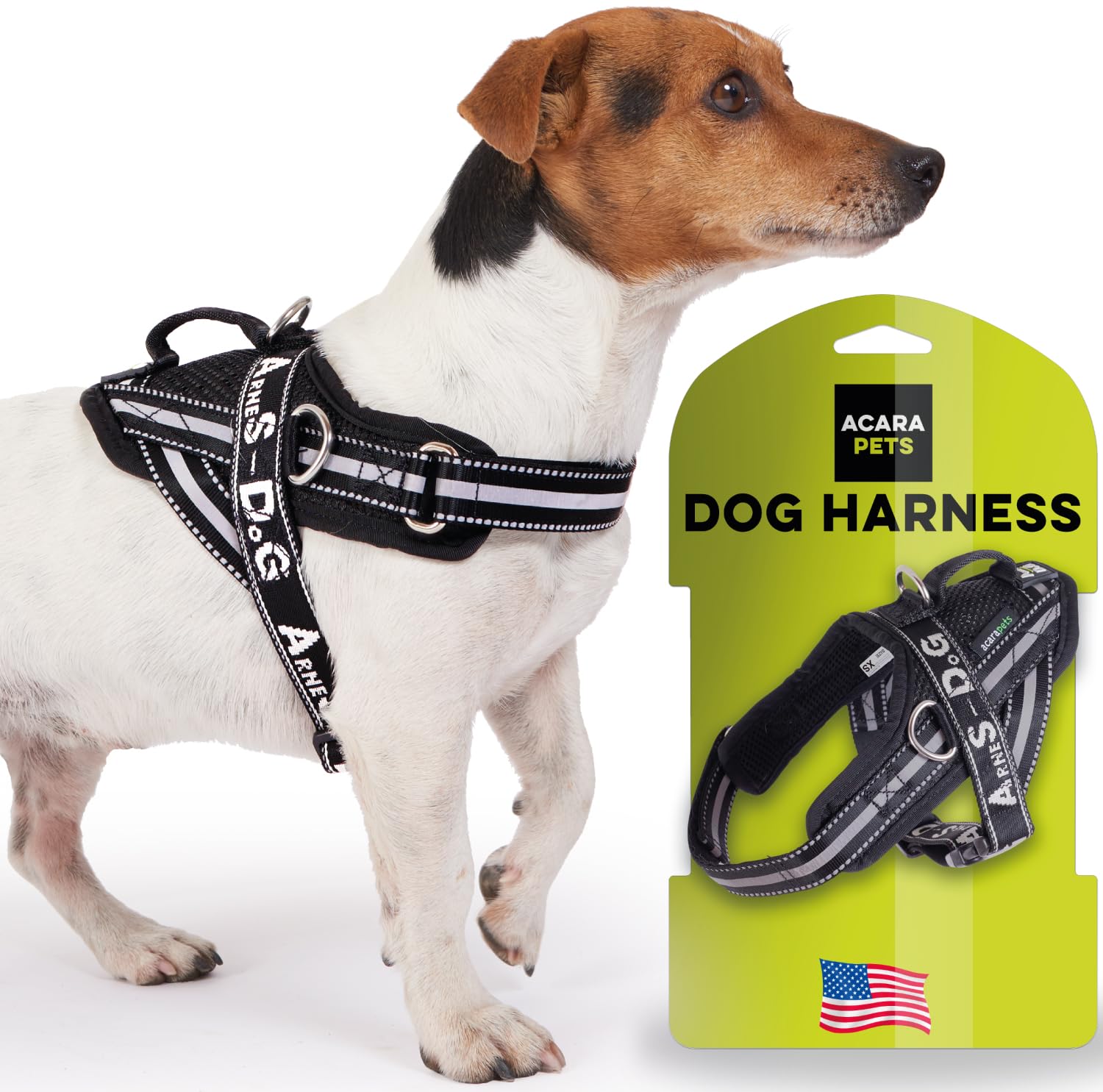 Dog harness with 3 metal ring anchors to hold your dog’s chest or thorax and not suffocate its neck. Attaches easily with a single quick release. (Black, XS)