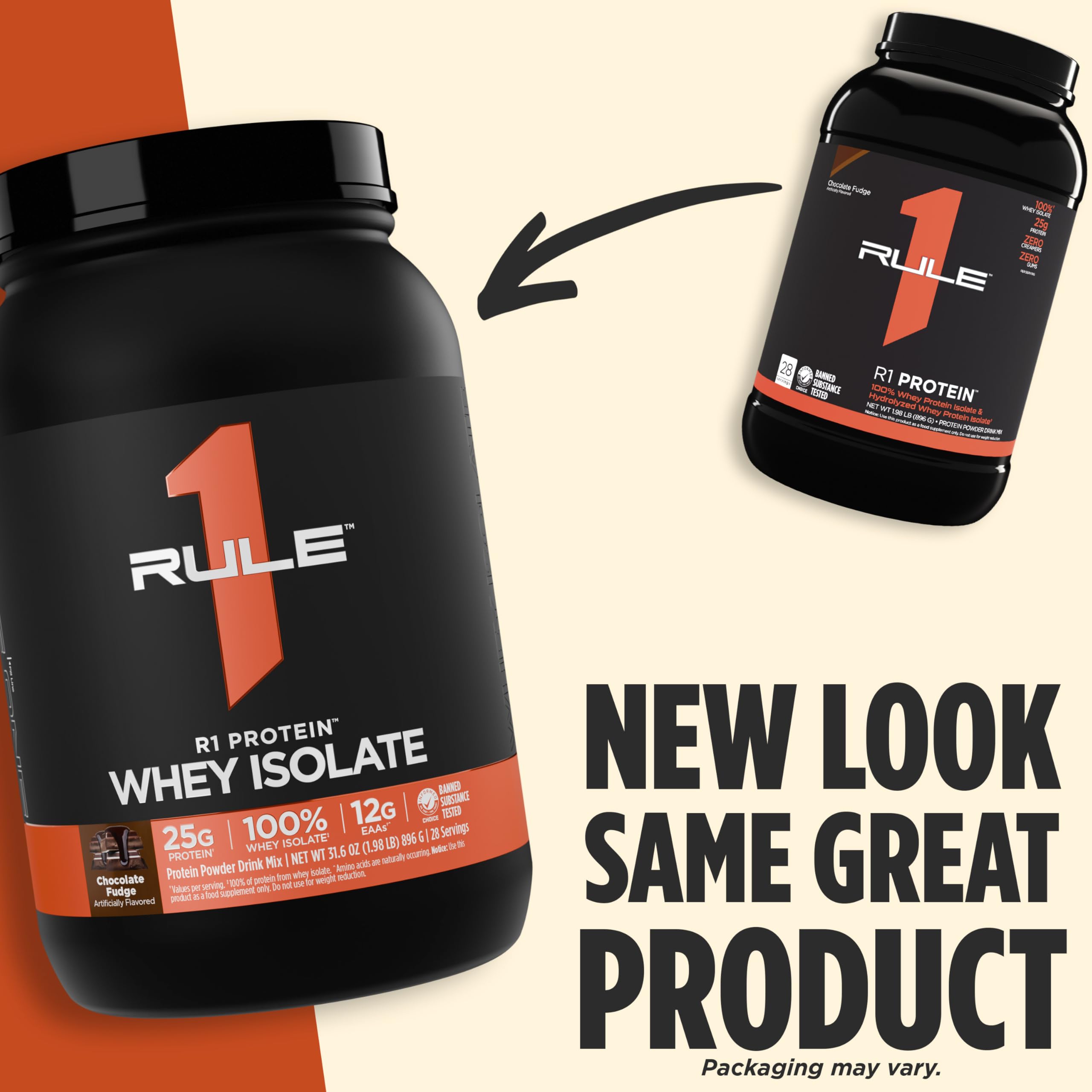 Rule 1 R1 Protein Whey Isolate - with 25g Protein & 6g BCAA Exclusively from Isolated & Hydrolyzed Sources for Workout Recovery (5 Pounds*, Chocolate Fudge)