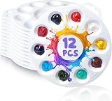 Halobios 12 Pcs Round Paint Palette 6.7" with 10 Wells & Mixing Area view 1