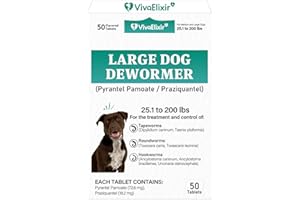 VIVAELIXIR De-Wormer for Dogs, Oral Treatment for Tapeworm, Roundworm & Hookworm in Large Dogs & Puppies (Over 25 lbs), Worm Remover (Praziquantel & Pyrantel Pamoate)
