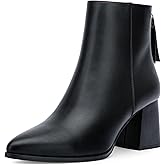 Jeossy Women's Chunky Heeled Ankle Boots, Pointed Toe Stacked Block Heel Booties