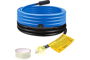 Self-Regulating Deicing Heating Cable for Pipe Frost Protection, Ci-Fotto 12FT Pipe Heat Tape with Built-in Thermostat to Protect Water Pipes, Metal/Plastic House Pipes, Gutters, Troughs (7 W/ft)