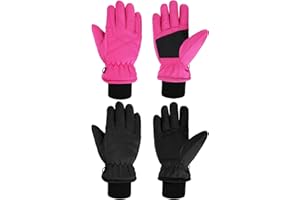 SATINIOR 2 Pairs Kids Waterproof Snow Gloves Boys Girls Windproof Winter Warm Ski Gloves for Cold Weather