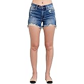 Judy Blue Mid Rise 2-Button Destroyed Dad Shorts