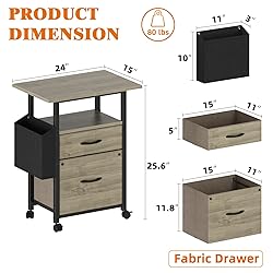 GYIIYUO 2 Drawer File Cabinet with 24'' Extended