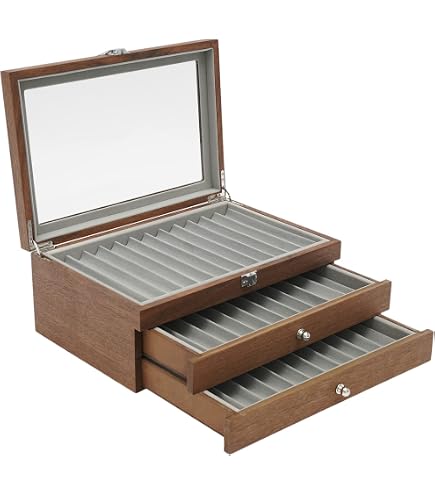 Amazon.com: 34 Slot Pen Display Box,Wooden Pen Storage Box 3-Layer