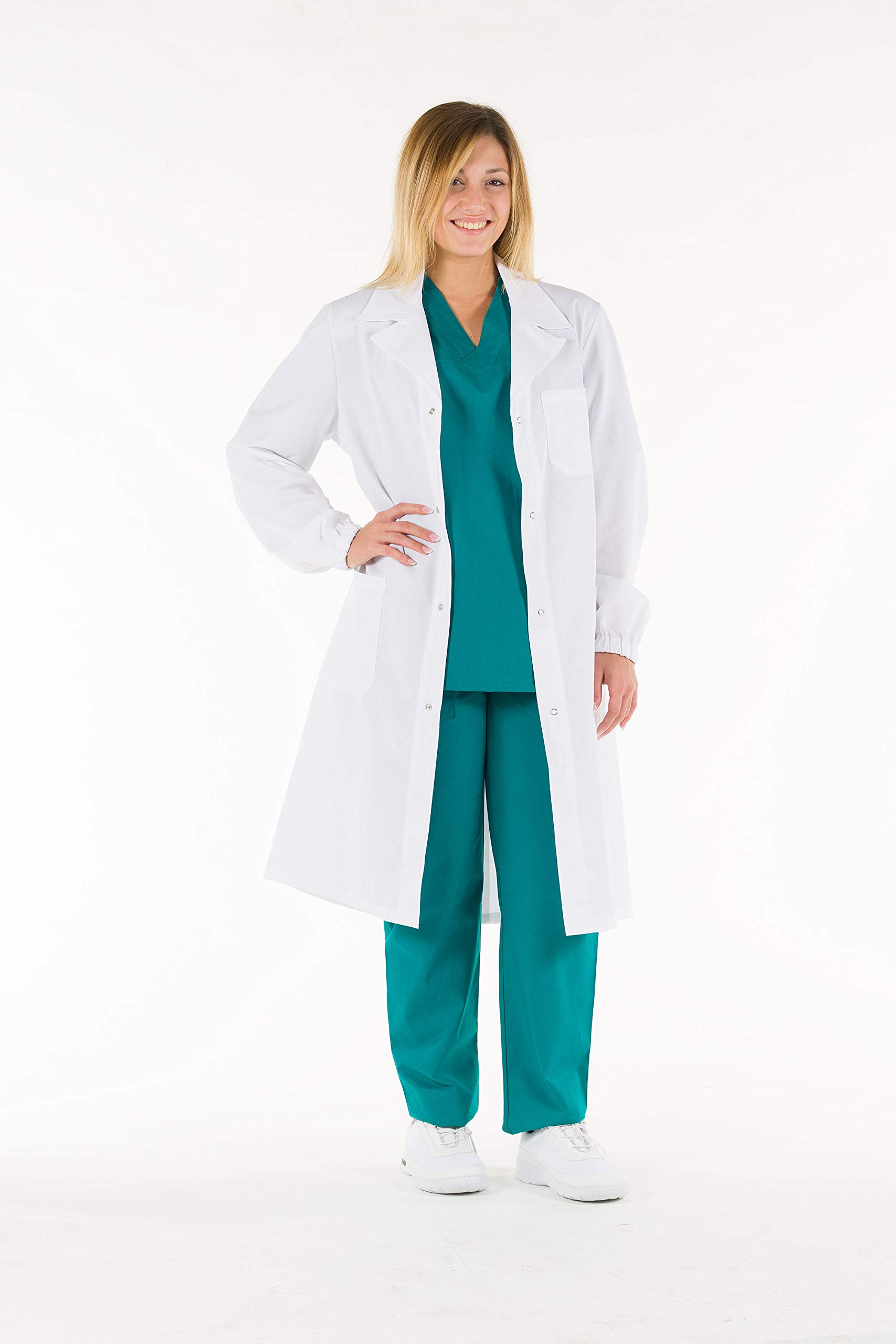 Gima - Unisex White Lab Coat, Doctor's Work Wear, Made of 100% High Quality Cotton, EU Size 54, Professional and Stylish Line.