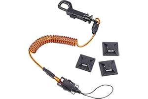 Ergodyne Squids 3151 Coiled Lanyard Tether with Swivel Hook, Detachable End, 2 lbs, Self-Adhesive Mounts Included