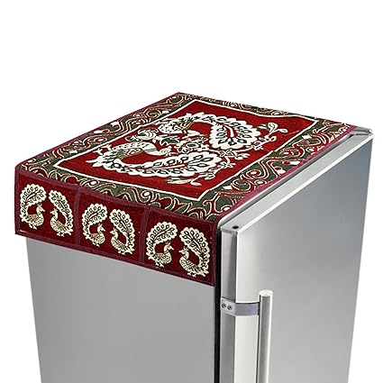 Kuber Industries Cotton Fridge Top Cover Set - Red