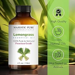 Majestic Pure Lemongrass Essential Oil with Glass