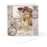 3dRose Vintage Art Alice in Wonderland 1 Greeting Card with envelope