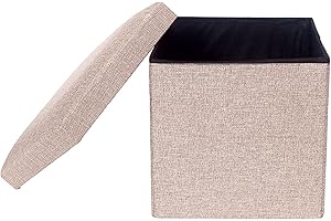 LightInTheBox Storage Ottoman Foot Stool Multi-Function Foldable Storage Bins with Removable Lid Linen Fabric Organizer Stora
