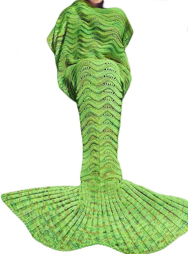 ROSEER Mermaid Tail Blanket for Kids Girls Adults Super Soft Sleeping Bags, Best Gift for Birthday and Holiday 74"x 35" Green