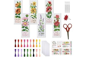 FREEBLOSS 6 Set Cross Stitch Bookmark Kits Optical Illusions Pattern Stamped Embroidery Kit Stitch Bookmarks DIY Book Marks P