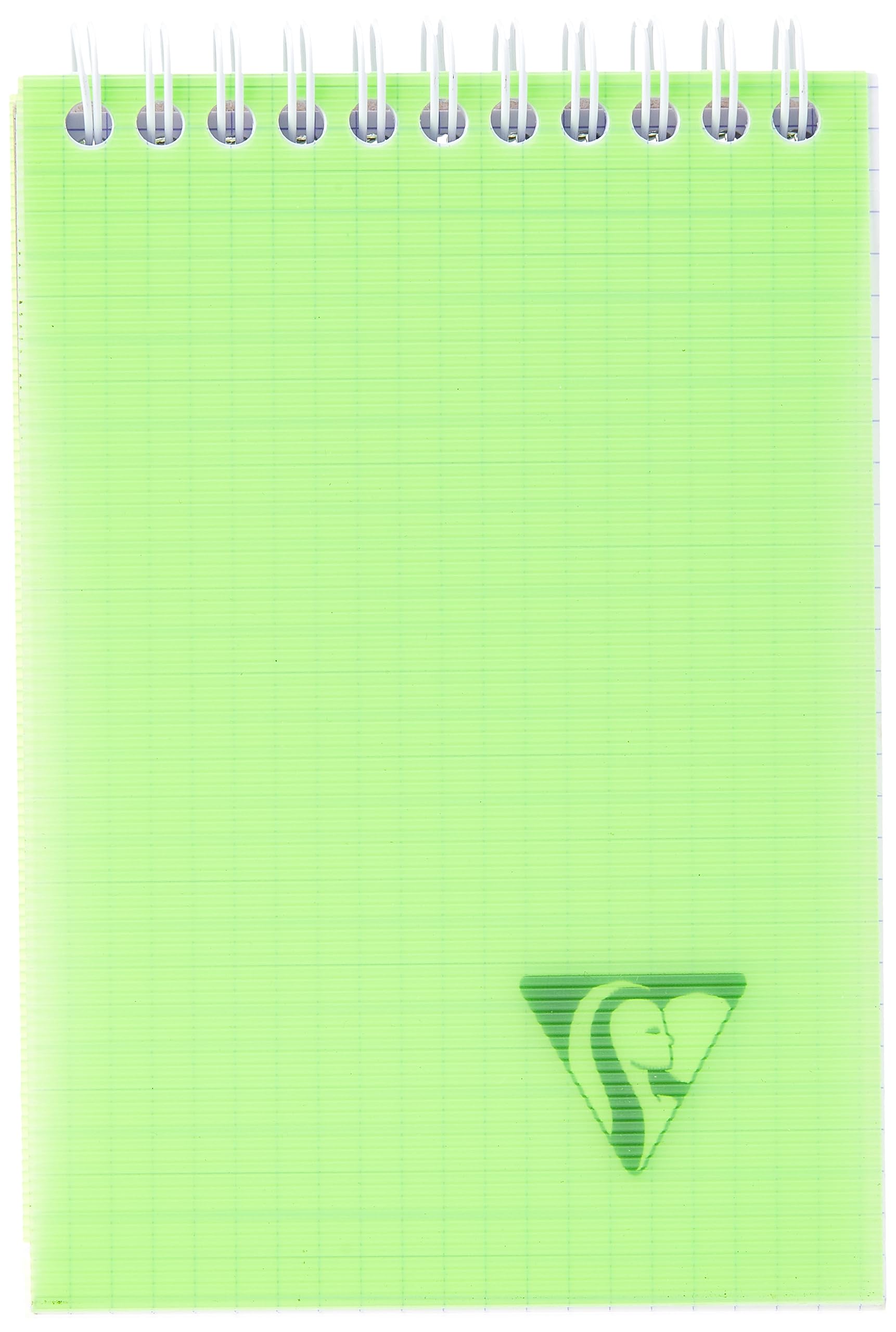 Clairefontaine 328655C Collection LiniColour Fresh Spiral Pad A6 10.5x14.8 - 160 Small Square Pages - 90g White Paper - Transparent Polypro Cover Random Colour