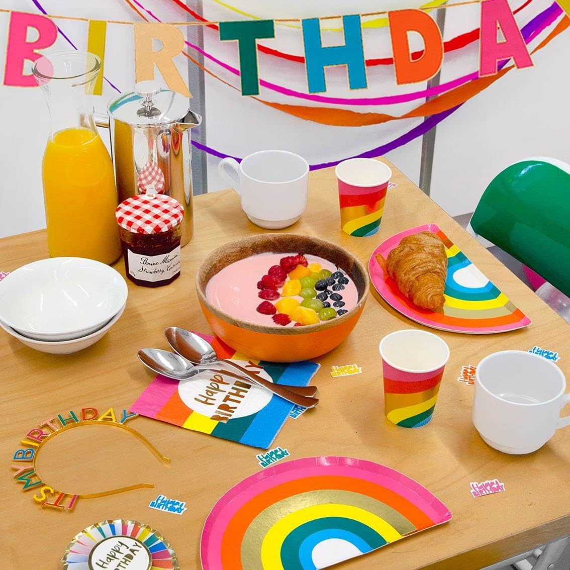Talking Tables RAIN Rainbow 'It's My Birthday' Alloy Headband, One, Multicolor: Kitchen & Dining