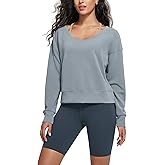 ODODOS Women's Modal Soft-Breezy Wide Scoop Neck Pullover Oversized Long Sleeve Sweatshirts