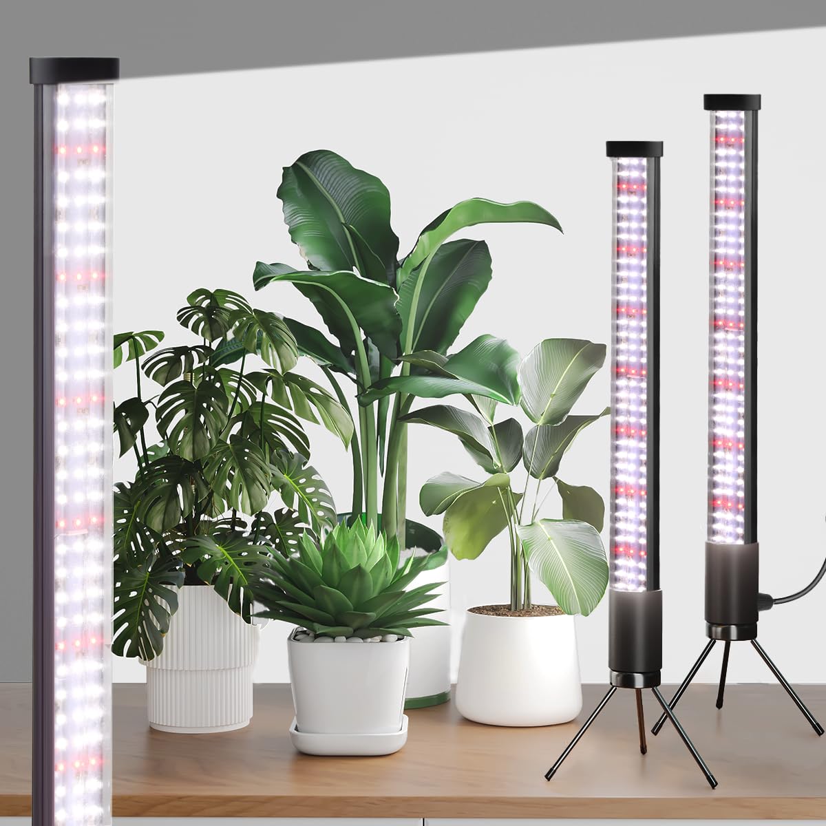 Photo 1 of 2-Pack, T10 Vertical Grow Light, 6000K Full Spectrum Desktop Plant Light 16.7",Hung or Stood, with 3 Modes & 5 Dimming Levels, Suitable Small & Medium Plants Indoors, Auto On Off Timing 4/8/12/18Hrs